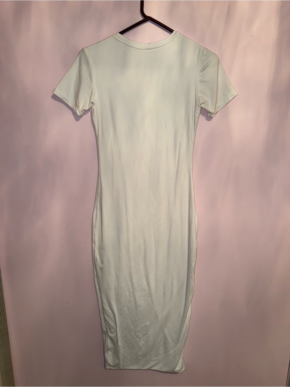 Women’s Short-Sleeve Crewneck Midi Dress - White - Picture 2 of 3